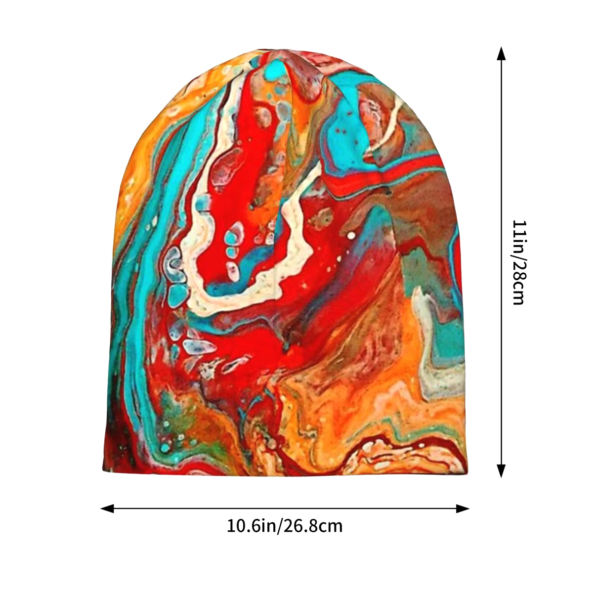 Bonnet Hats Marble Men Women'S Thin Hat Red Orange Teal Paint Pour Throw Pillow Autumn Spring Warm Cap Street Skullies Caps